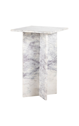 SHERLOCK masa laterală pătrată din marmură albă - 45 cm