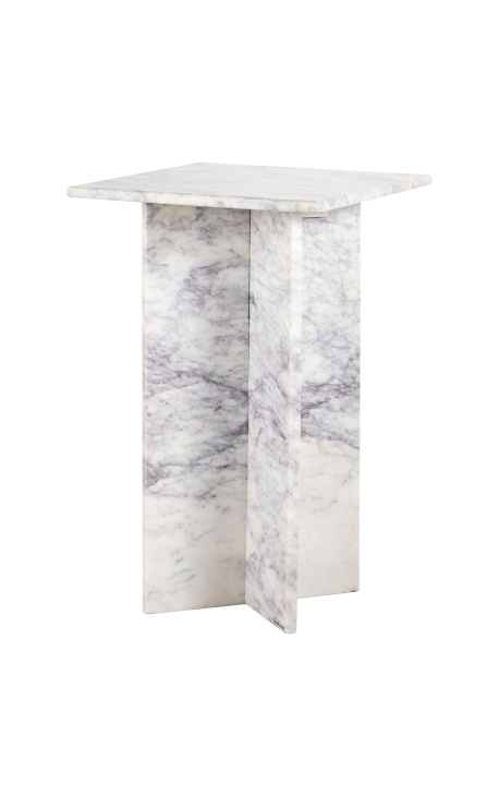 Čtvercový odkládací stolek SHERLOCK z bílého mramoru - 45 cm
