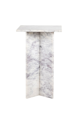 SHERLOCK square side table in white marble - 45 cm