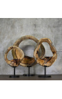Escultura contemporânea em madeira de Tamarin "Temporada de Anneau" Tamanho S