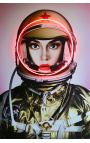 Alumiiniumi ja neoniga seinakunst "Kosmose tüdruk" kuldne - 3 suurust võimalik