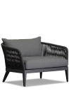 Large fauteuil Aérien de couleur gris en aluminium et corde tissée
