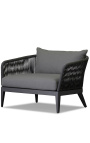 Großer Sessel "Aérien" graue aluminiumfarbe und gewebtes seil