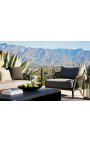 2-seater sofa "Aérien" grey aluminium colour and woven rope