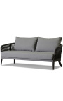 2-seater sofa "Aérien" grey aluminium colour and woven rope
