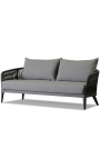 sofá de 2 plazas "Aérien" color gris de aluminio y cuerda tejida