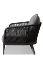 2-seater sofa "Aérien" grey aluminium colour and woven rope
