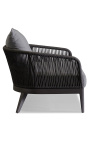 2-seater sofa "Aérien" grey aluminium colour and woven rope