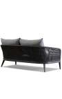 2-seater sofa "Aérien" grey aluminium colour and woven rope