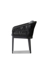 Chaise de repas "Aérien" de couleur gris en aluminium et corde tissée