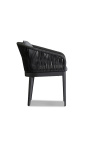 Chaise de repas "Aérien" de couleur gris en aluminium et corde tissée