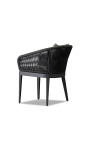 Chaise de repas "Aérien" de couleur gris en aluminium et corde tissée