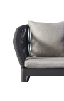 Chaise de repas "Aérien" de couleur gris en aluminium et corde tissée