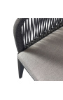 Chaise de repas "Aérien" de couleur gris en aluminium et corde tissée