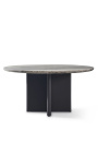 Стол за хранене "Аруба" сив алуминиев цвят с върх от травертин