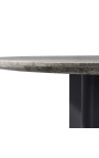 Matbord "Aruban" grå aluminiumfärg med topp i travertin