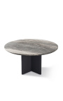 Eettafel "Aruba" aluminiumgroen met bovenkant in travertijn