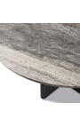 Mesa de comedor "Aruba" color gris de aluminio con tapa en travertina