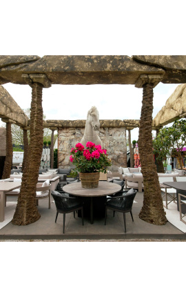 Dining table &quot;Aruba&quot; grey aluminium color with top in travertine