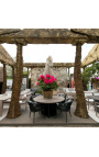 Dining table "Aruba" grey aluminium color with top in travertine