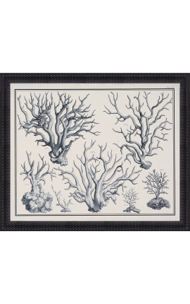 Gravura de corali alb-negru cu cadru negru - 55 x 45 cm - Modelul 1