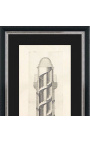 Large engraving of the Trajane column (interior view) with black frame and silver
