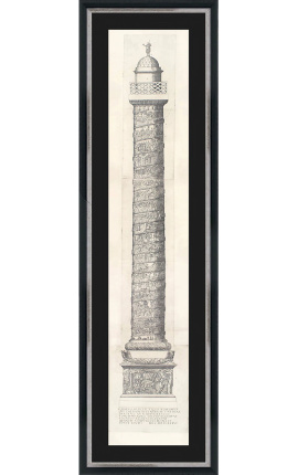 Grabado grande de la columna Trajane (vista exterior) marco negro y plateado