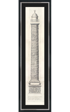 Grande gravure de la colonne Trajane (vue extérieure) avec cadre noir et argenté