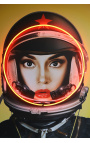 Wall artwork with aluminium and neon "Space girl" black - 3 sizes possible