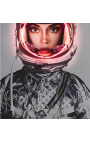 Εικόνες τοίχου με νεόνιο αλουμινίου "Κορίτσι του διαστήματος" Ασημένιο LV - 3 δυνατά μεγέθη