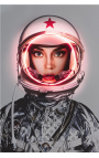 Wall artwork with aluminium neon "Space girl" LV silver - 3 possible sizes