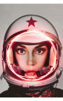 Wall artwork with aluminium neon "Space girl" LV red - 3 sizes possible