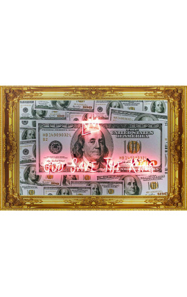 Desene de neon pe aluminiu "Dolarul - Dumnezeu să salveze regele" - 3 mărimi posibile