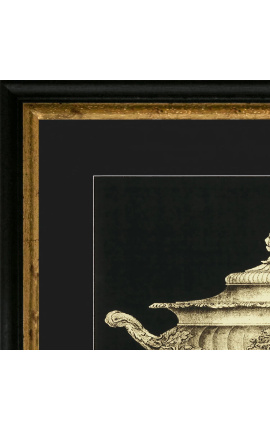 Horizontal rectangular engraving with vase XIXème - Model 4 - 50 cm x 40 cm