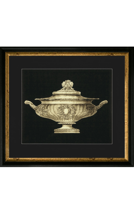 Horizontal rectangular engraving with vase XIXème - Model 4 - 50 cm x 40 cm