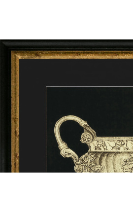 Horizontal rectangular engraving with vase XIXème - Model 3 - 50 cm x 40 cm