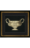 Horizontal rectangular engraving with vase XIXème - Model 3 - 50 cm x 40 cm