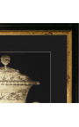Vertical rectangular engraving with vase XIXème - Model 2 - 50 cm x 40 cm