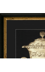 Vertical rectangular engraving with vase XIXème - Model 2 - 50 cm x 40 cm