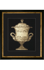 Vertical rectangular engraving with vase XIXème - Model 2 - 50 cm x 40 cm
