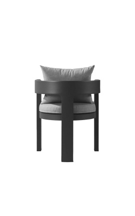 Åtsestol med armar &quot;Aruba&quot; lyse grått stoff og grått antrasit