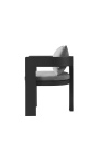 Dining chair with arms "Aruba" light grey fabric and grey anthracite