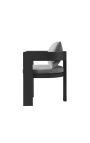 Jedálenská stolička so zbraňami "Slovenčina" svetlo sivá tkanina a sivá antracit