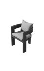 Cadeira de jantar com braços "Aruba" tecido cinza claro e antracite cinza
