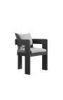 Cadeira de jantar com braços "Aruba" tecido cinza claro e antracite cinza
