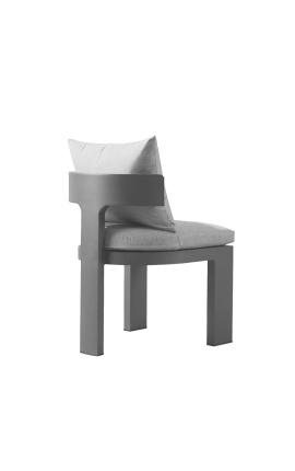 Chaise de repas &quot;Aruba&quot; tissu gris clair et aluminium gris anthracite