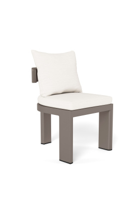 Chaise de repas "Aruba" tissu blanc cassé et aluminium taupe