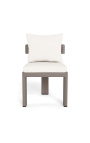Eetstoel "Aruba" gebrandwitte stof en taupe aluminium