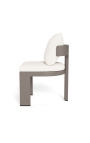 Chaise de repas "Aruba" tissu blanc cassé et aluminium taupe