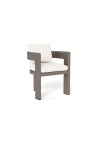 Fauteuil de repas "Aruba" tissu blanc et aluminium taupe